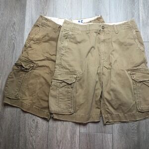 American Eagle Outfitters 2 Piece Cotton Flat Front Cargo Shorts Khaki 33